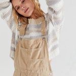 Free People  Devon Cropped Mock Neck Sweater Cream Neutral Stripe Medium Cotton Photo 14