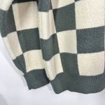 Bohme Checkerboard Sweater Women's Small Green Cream Knit Long Sleeve Crew Neck Photo 4