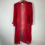 Pink Sheer Swim Coverup Caftan Art To Wear Boho Glam Sz Medium Red Photo 4