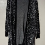 Lane Bryant Cardigan Women 22 Black Shimmer Geometric Print Yarn Mix Open Front Photo 0