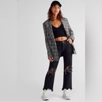 Free People Maggie Mid Rise Washed Black Distressed Straight Leg Cropped Jeans Photo 1