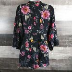 Stolen Hearts  Black Floral Deep V Neck Romper M Photo 5