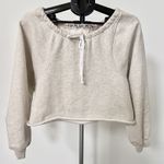 Free People  Movement For The Win Oatmeal Beige Off-Shoulder Sweatshirt XS EUC Photo 2