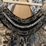 Alberto Makali Embellished Scoop Neck Top with Rhinestones and Chains M Photo 2