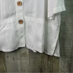 Caroline Rose White Linen 2X VNeck 3/4 Sleeves Jacket Pockets Big Wooden Buttons Photo 2