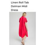 Chico's Midi Dress Size XS/Small Watermelon Punch Red 100% Linen Oversized Photo 2