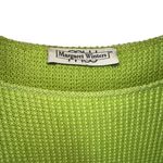 Margaret Winters Lime Green Textured Knit Top w/ Plaid Accents Size Medium Photo 5