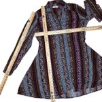 Natural Life  M Ansley Boho Tunic Silky Shirt Dress Stripe Button Front Photo 7