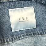 O&O Blue Paint Splatter Cropped Denim Jacket Size Large Casual Denim Jacket Photo 2