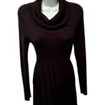 Calvin Klein Sweater Dress Sz M Black Cowl Neck Pleated Midi Skirt Business Photo 1