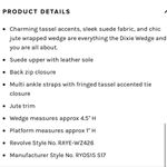 Raye  Dixie Espadrille Wedges Revolve Leather Tassels Suede 6 Photo 3