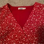 Red and white floral wrap romper, Daphnea paris, ruffles and button, size M Size M Photo 3