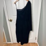 Chiara Boni  Black Velvet Agapios Floral One-Shoulder Long Sleeve Sheath Dress 14 Photo 6