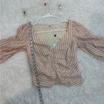 Lovers + Friends NWT  Cottagecore Ruched Puff Sleeve Pink Stripe Top Photo 9