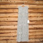 Mac Duggal 9360 Green Floral Mesh Sleeveless A Line Micro Ruffle Gown Dress Photo 4