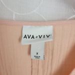 Ava & Viv  Womens Blouse Size X Peach Venus Neck String Knot Long Sleeve Photo 58