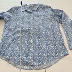 LL Bean Blue Paisley Wrinkle Free Pinpoint Oxford Long Sleeve Button Shirt LARGE Photo 9