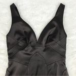 David Meister DAVID MEISTER Brown Satin Low Cut Cocktail Dress Sleeveless Bodycon Sexy Size 2 Photo 2