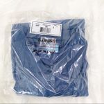 Comfort Colors Vtg Paisley Blue Pullover Top Textured Comfort Corner Long Sleeve Spread Collar Photo 6