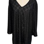 Jordan Taylor black eyelet long sleeve swim cover-up tunic mini dress size XL Photo 4