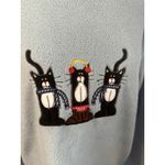 Cathy Daniels Cats Winter “” Blue Fleece Sweater – Size S Photo 5