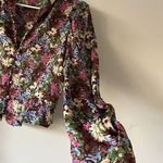 ZARA Floral Button Up V-Neck Top Size Medium Bohemian Feminine Flirty Cottage Photo 8