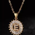 Gold Initial Crystal Sparkly Pendant Necklace A Photo 0