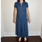 Vintage Blue  100% Cotton Made in USA Denim Maxi Dress Size 4 Photo 1