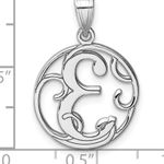 Sterling Silver Small Rhodium-plated Fancy Script Letter E Initial Pendant Photo 3