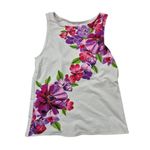Lands' End High Neck Tankini Tank Top Bra Inside White/Pink Floral Design Sz 12 Photo 0