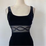 Betsy and Adam Vintage 90’s Solid Black Velvet Sleeveless Mesh Cut Out Sleeveless Bodycon Dress Photo 4