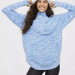 Aerie  Offline Oversized Sweatshirt Ribbed Quarter Zip Blue Space Dye Size Small Photo 0