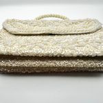 Vintage Ivory Silk Bead Sequin Double Flap Evening Top Handle Bag Hong Kong Photo 4