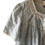 Granny Gown Lounge Nightgown Flouncy Floral Cottage Core Peasant SZ L 2 pieces Blue Size L Photo 2