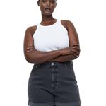 ZARA Black Ultra High Waisted Mom Roll Cuff Denim Jean Shorts Photo 11