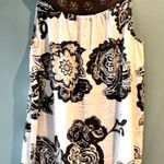 Style & Co . Brown White Floral Embellished Casual Linen Sleeveless Dress 12 Boho Photo 0