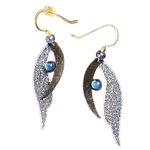 Sky Navy Blue Folded Wings Drop Hook Earrings Photo 1