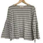 Vince Camuto TWO Nova Stripe Wide Sleeves Gray & Black Cotton Size Small Photo 1