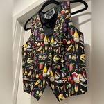 Nicole Miller VTG 90s Petite Black Multicolored Alize Graphic Silk Vest - M Photo 8