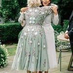 Mac Duggal Sequined Floral Long Sleeve High Neck Sage Green Dress 10 Photo 2