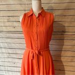 Nanette Lepore  Coral Pleat & Button Front Belted Dress Size 2 Photo 8