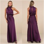 Lulus LULU’S Distinctive Charm Purple Satin Asymmetrical Maxi Dress Photo 1