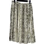 J.Crew Snakeskin Pleated A Line Silhouette Flowy Lined Midi Skirt 2 Cream Brown Photo 1