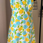 Lilly Pulitzer  Yellow & Blue Lemon Blueberry Tie Halter Dress Size 8 Photo 0
