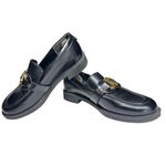 Sam & Libby  Black Loafers Gold Accent 8 faux leather preppy work casual slip on Photo 3