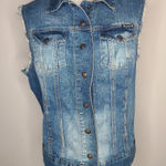 Hudson Jeans Lucky Brand Distressed Denim Sleeveless Vest Pockets Snap Front Size Medium Photo 0