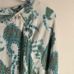 Doncaster  Paisley Print Blouse - Blue and Green Silk Top Size Medium Photo 1