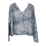 Beyond Yoga  Size Large Long Sleeve V Neck Pullover Gray Tie Dye 100% Cotton Yoga Photo 1