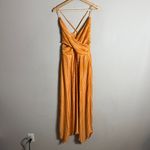En Saison Ilianna Maxi Dress Womens Small Orange Pleated Formal Wedding Cocktail Photo 6