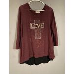 Cato  Faith Cross Long Sleeve Scoop Neck Top Size XL Photo 1